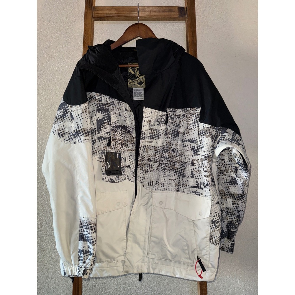 Body Glove Snow Technology Mens M Ski Jacket Black White Polka Dot Hooded EUC